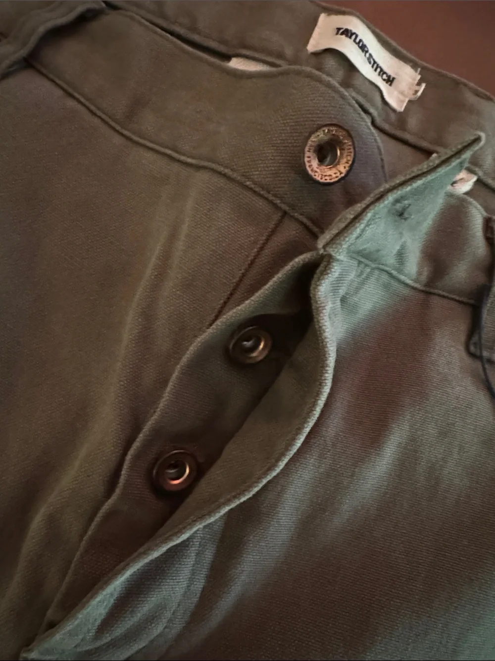 Taylor Stitch Olive Green Canvas Chinos - Picture 6 of 6